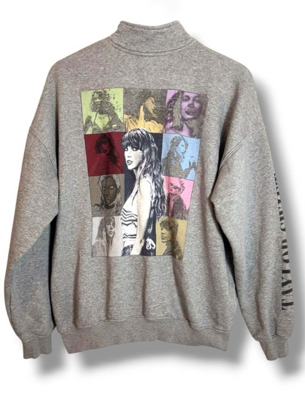 Taylor Swift The Eras Tour 1/4 Pullover Gray Fleece Sweatshirt Medium Unisex